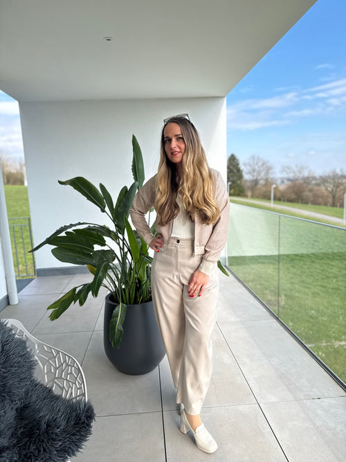 Paillettenjacke beige