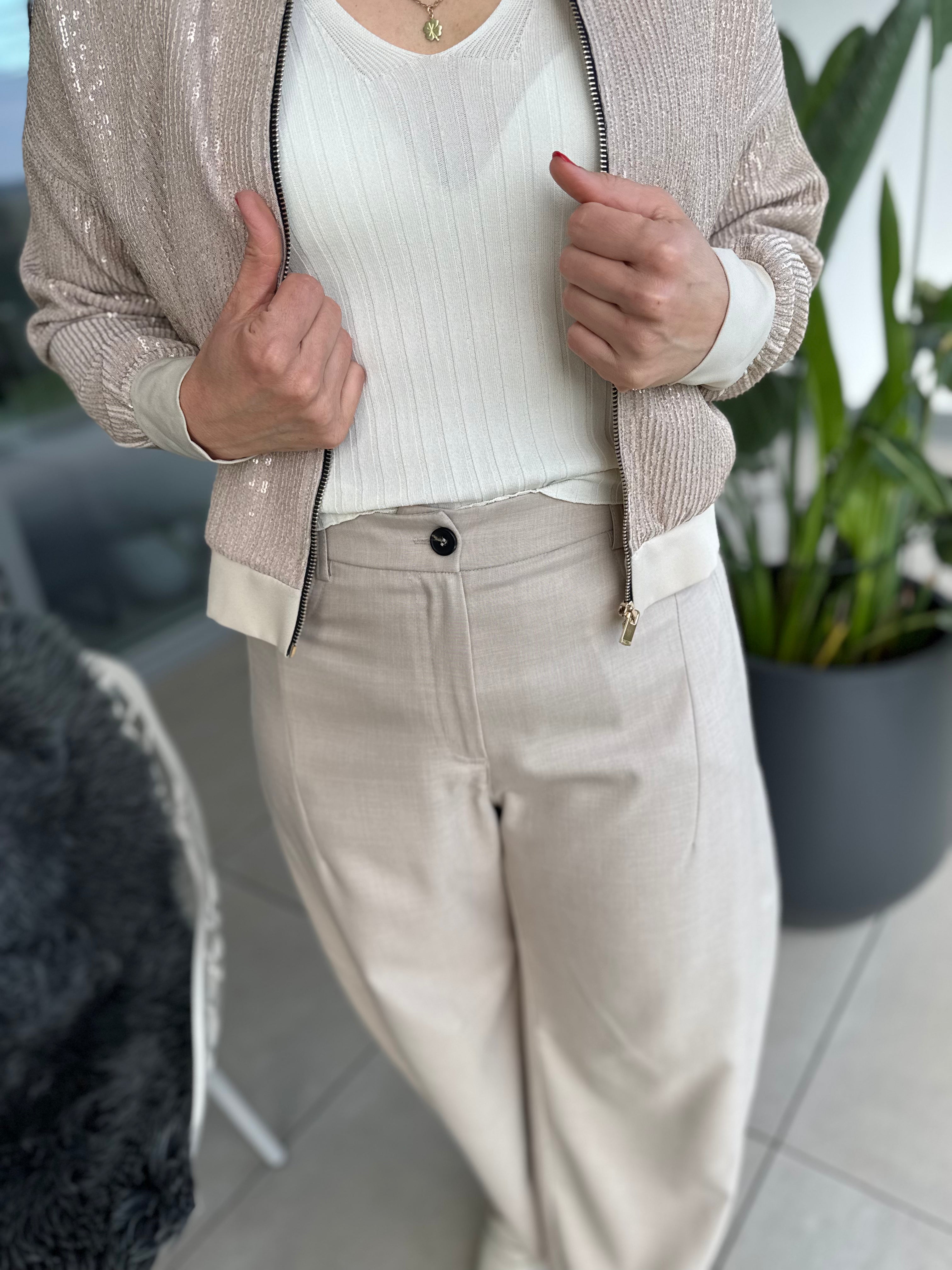 Paillettenjacke beige